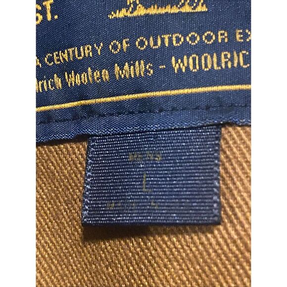 Woolrich Mens L Striped Wool Blend Jacket Green Multi Color Snap Front Coat USA - Picture 8 of 9